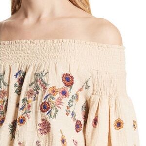 Main Strip Cream and Pink Embroidered Saachi Top